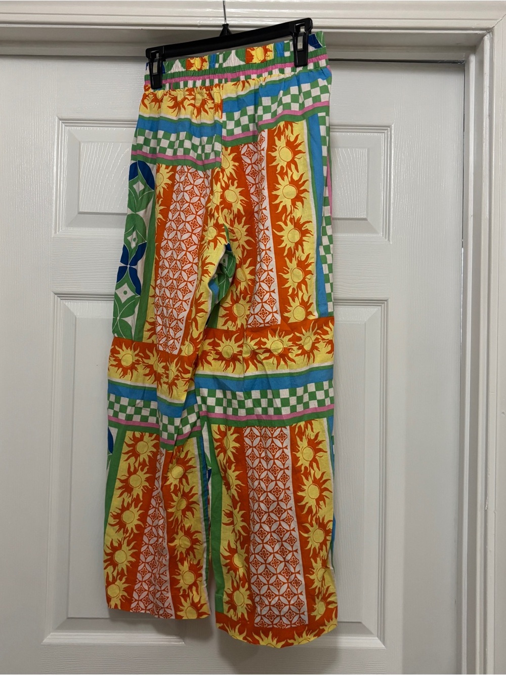Christian Siriano Multicolor Floral-Stripe Elastic Waist Skirt Linen Tropical
